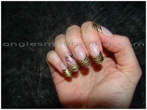 pose faux ongles gel tigr�e 